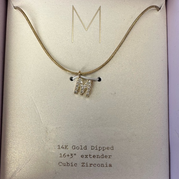 a new day Jewelry - 14K Cubic Zirconia 16+314K Gold Dipped M Necklace Cubic 16+3